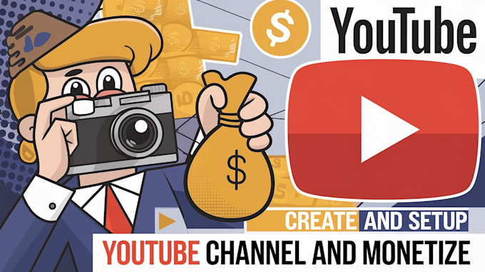 create and setup youtube channel and design thumbnail and monetize
