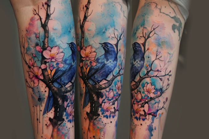 design custom tattoo in watercolor style