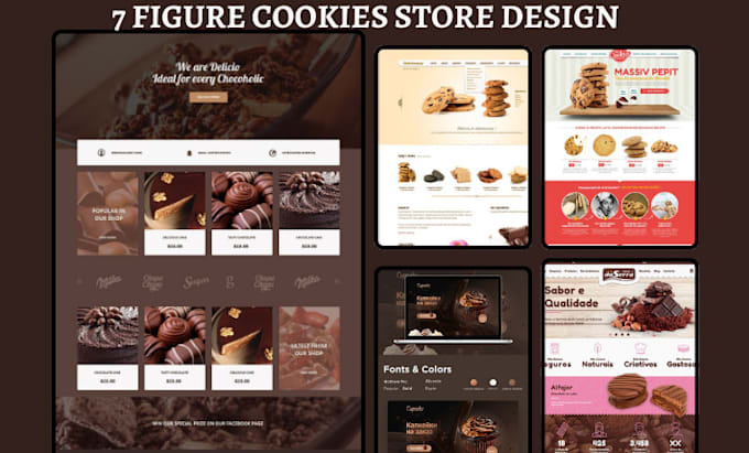 design 7 figure cookies shopify chocolate store icecream website