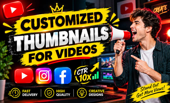 design creative youtube thumbnails social media thumbnails