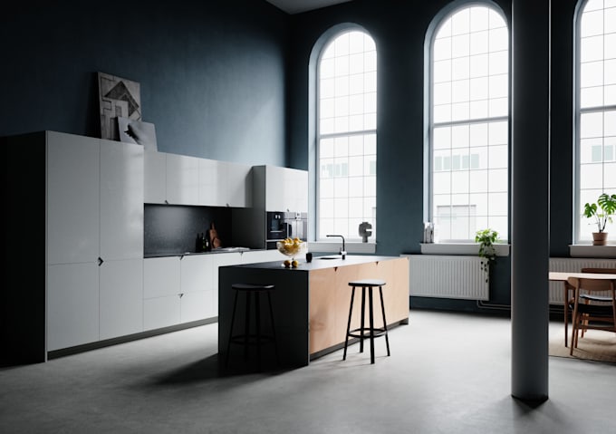 do realistic kitchen interior 3d rendering