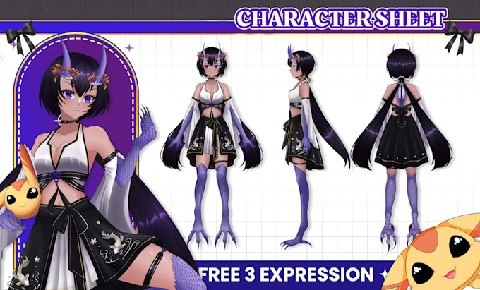 draw anime style character sheet for your vtuber or oc