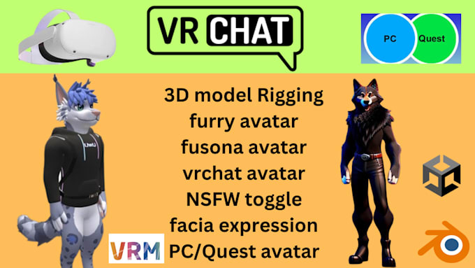 Model vrchat avatar for vrchat in furry or anime style with character ...