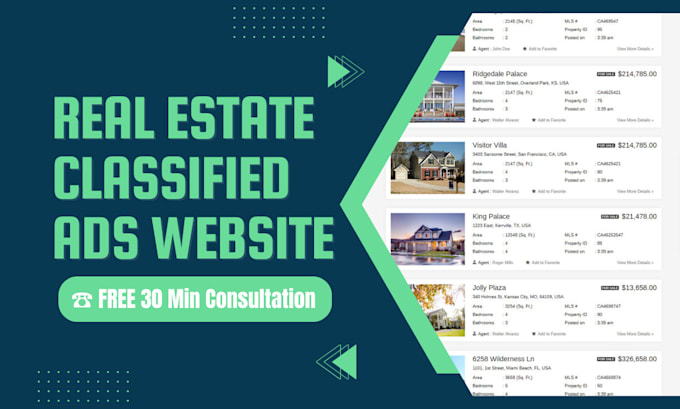 design a real estate listing classified ads website