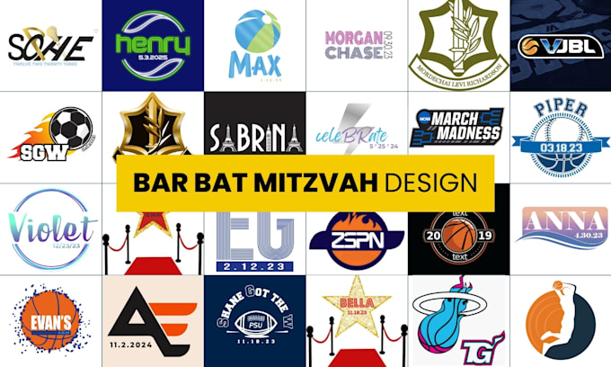 design custom bar or bat mitzvah logo and invitation