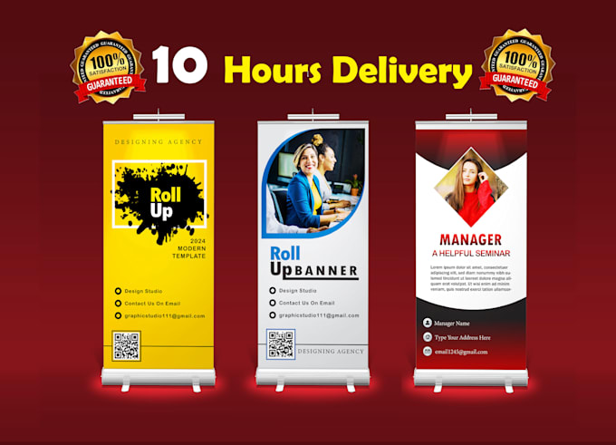 design unique, creative roll up and feather flag banner