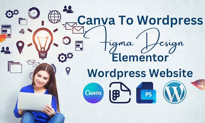 create landing page using canva to wordpress figma psd elementor pro