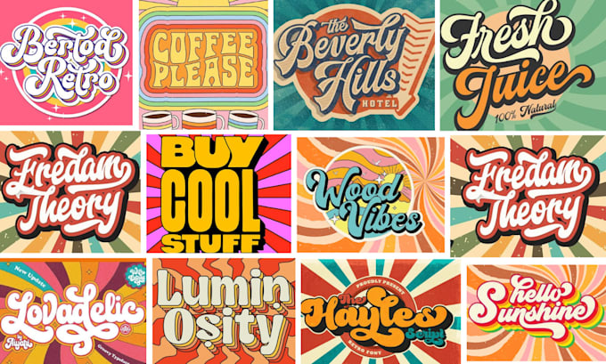 Design 3d 70s vintage retro typography for logo t shirt by