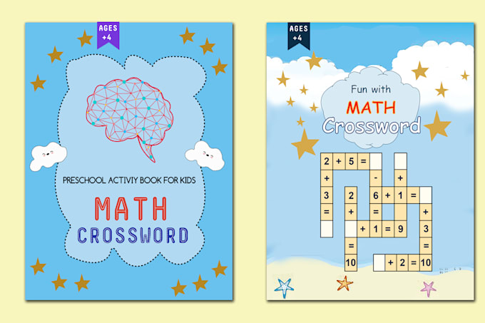 kids activity book cover, math book interior design for kdp