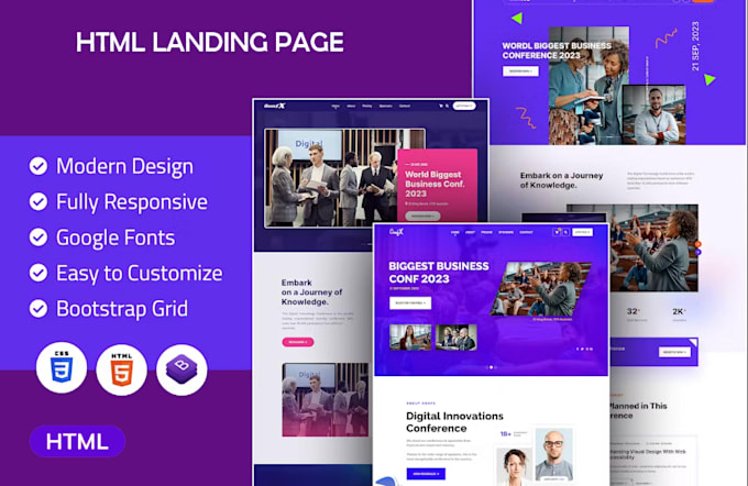 make a responsive simple HTML landing page