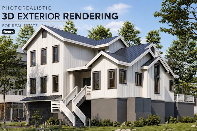 create interior and exterior photorealistic 3d rendering