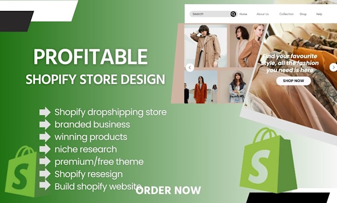 build shopify website, shopify dropshipping, shopify redesign, one product store