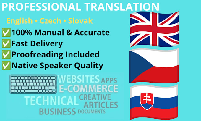 provide professional english, czech, and slovak translation