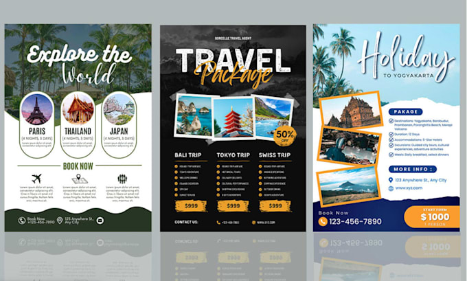 design unique travel tour vacation party event  flyer poster
