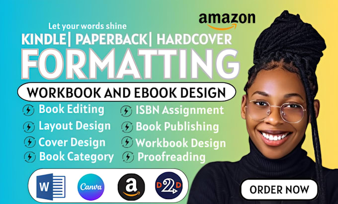 do KDP book formatting book publishing, kindle paperback formatting canva design