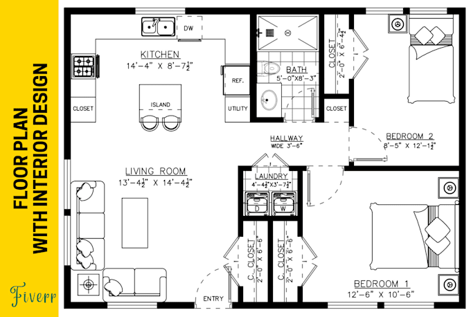 Draw architectural blueprints, 2d floor plans in autocad by Architect ...