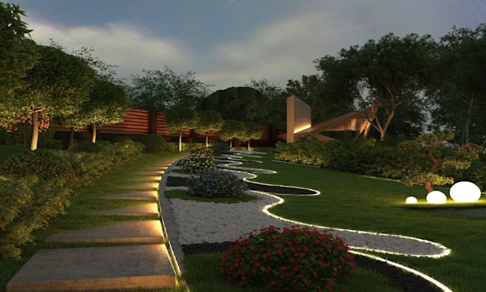 Do landscape design, outdoor backyard pool, garden, frontyard 3d patio ...