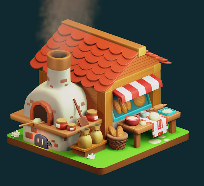 create cartoon style 3d models and textures