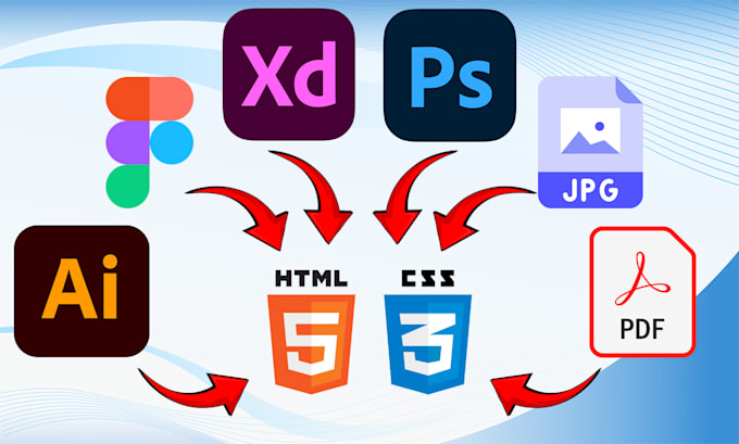 convert figma, xd, ai, PSD, jpeg file to responsive webpage