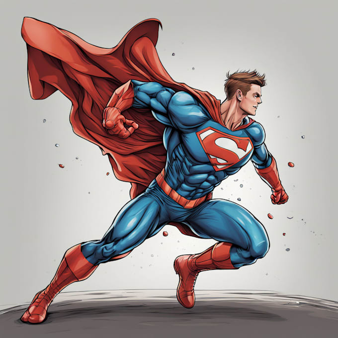 drawing custom superhero character in action