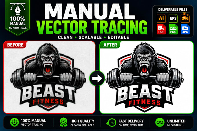 redraw, vectorize, and recreate any logo or artwork manually