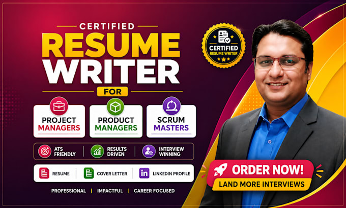 write professional ats resume for project manager, product manager, scrum master