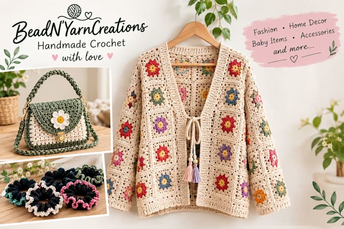 make handmade crochet fashion, home decor and baby items