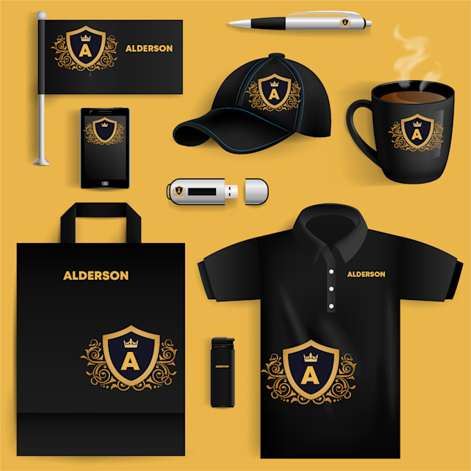 create a minimalist logo with a full branding kit package