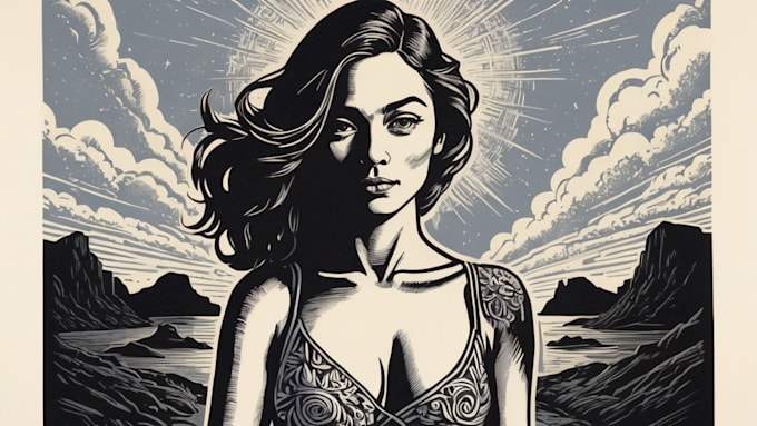 create a portrait print linocut