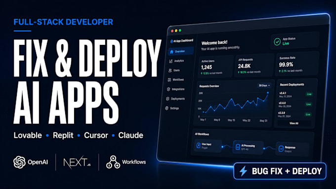 fix and finish your lovable replit cursor or claude app and deploy it