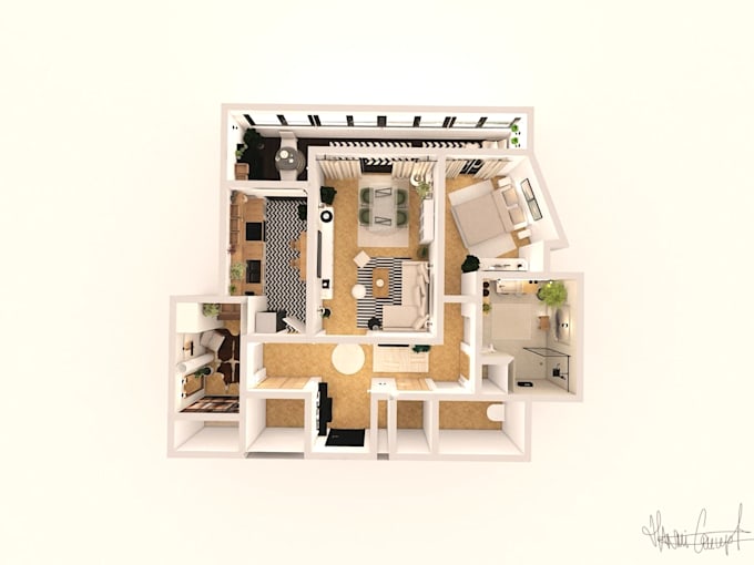 Create 2d and 3d floor plan rendering by Hanmi_concept | Fiverr