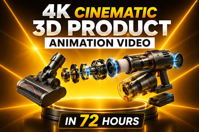 create 4k cinematic 3d product animation video in 72 hours