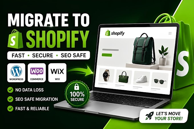 migrate wordpress to shopify, wix to shopify, woocommerce to shopify migration