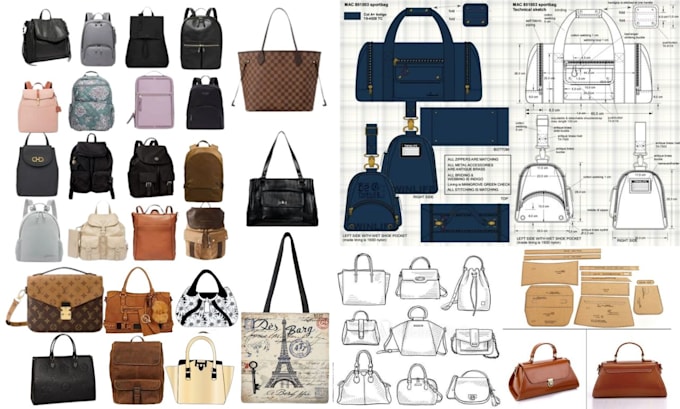 design fashion bag, purse, backpack and create a techpack