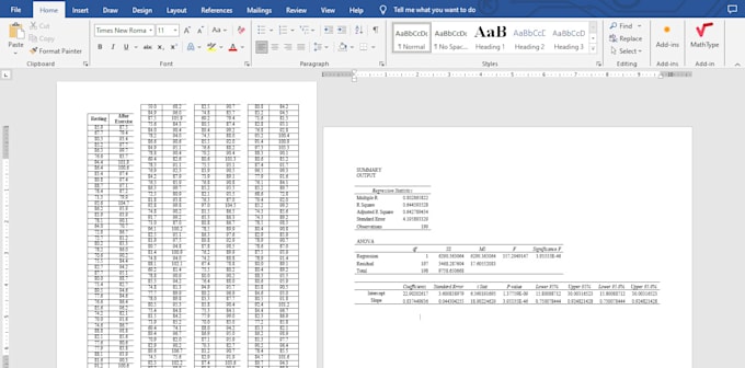 type statistics equations in ms word