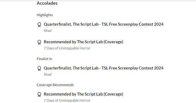 Score screenplay with a detailed professional scoresheet and recommend ...
