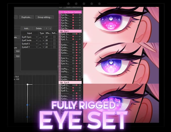 Hacer live2d eye rigged, modelo live2d, modelo vtuber live 2d, vriod ...