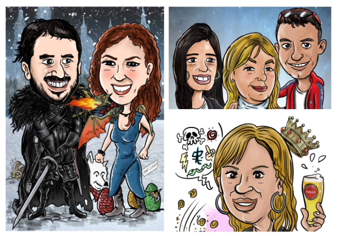 Draw a outstanding caricature by Santijury