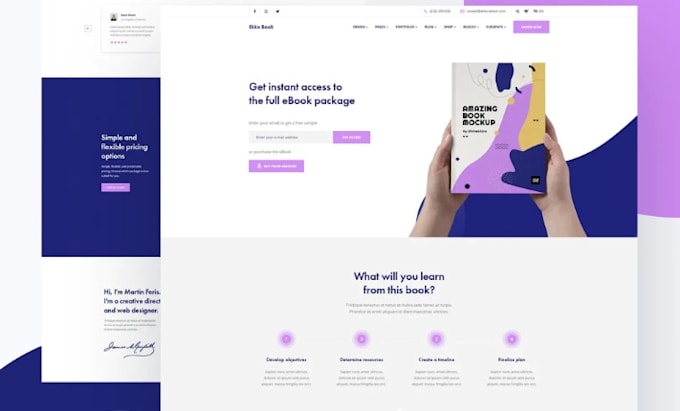 design author website, ebook website, book author website, ebook landing page