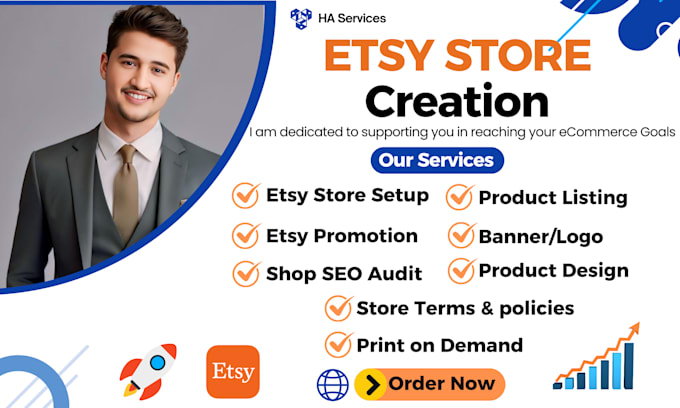 do etsy store creation, etsy store setup, etsy SEO listings, etsy promotion