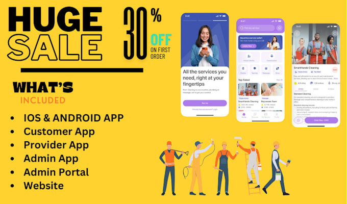 develop on demand handyman, home services booking, delivery apps and websites