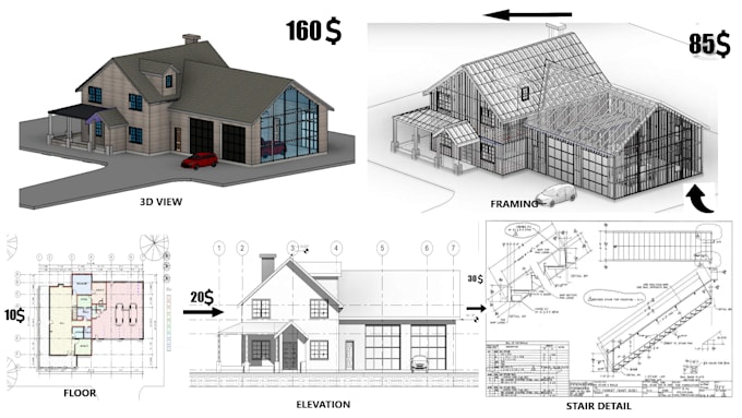 do all architecture designs, floor plan, house plan in revit or cad