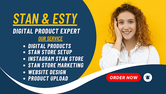 setup stan store digital products, stan store design, esty digital products