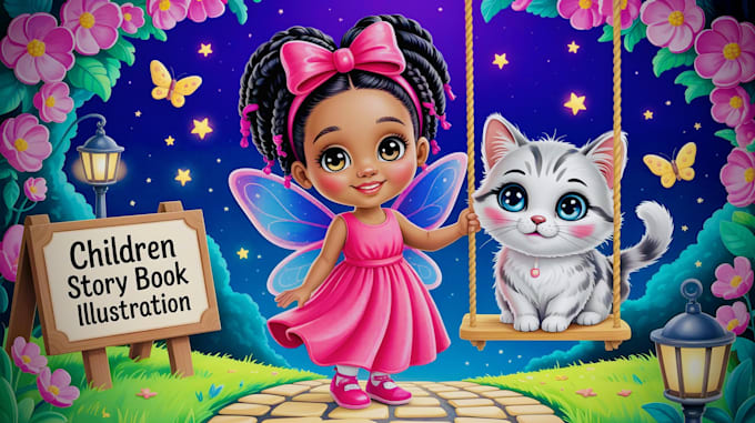 draw 3d children story book illustration cover children story book illustration