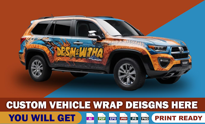 design a custom vehicle wrap, cars, pickups, trailers design