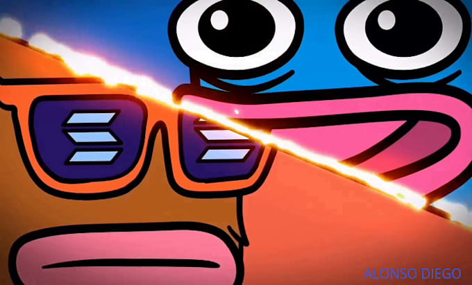 do meme coin animation, meme coin art, 2d animated music video