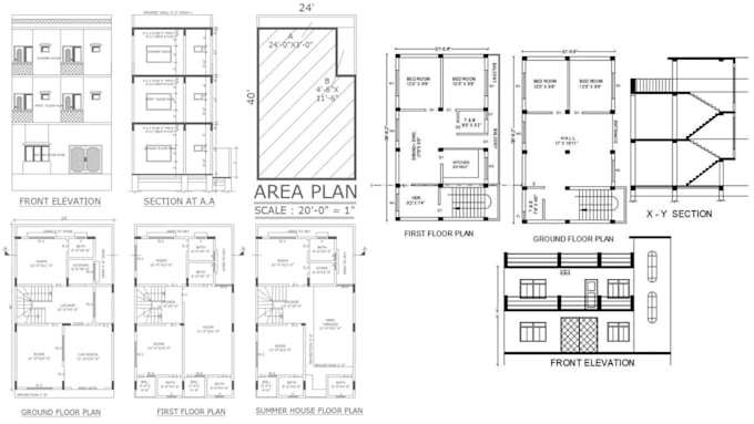 draw a complete architectural 2d drawing elevation section 3d model in autocad