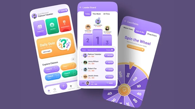 develop quiz puzzle game, or quiz gamification app, with reward system