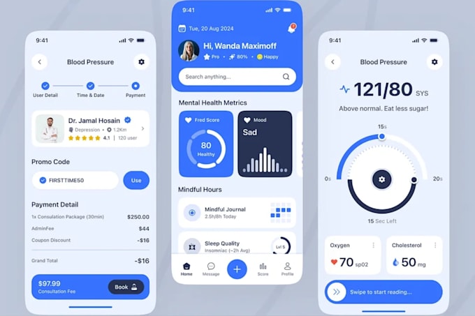 build mental health app, therapy app, meditation app and website with ai models