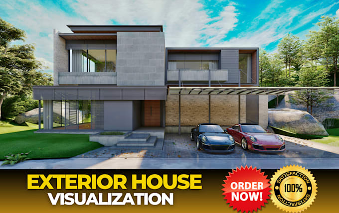 do architecture 3d house exterior modeling , visualization with realistic render